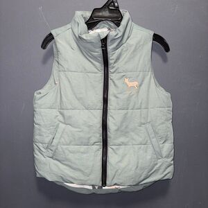 Velvet Falon Puffer Vest Toddler 4T Sage Green Zip Up Deer